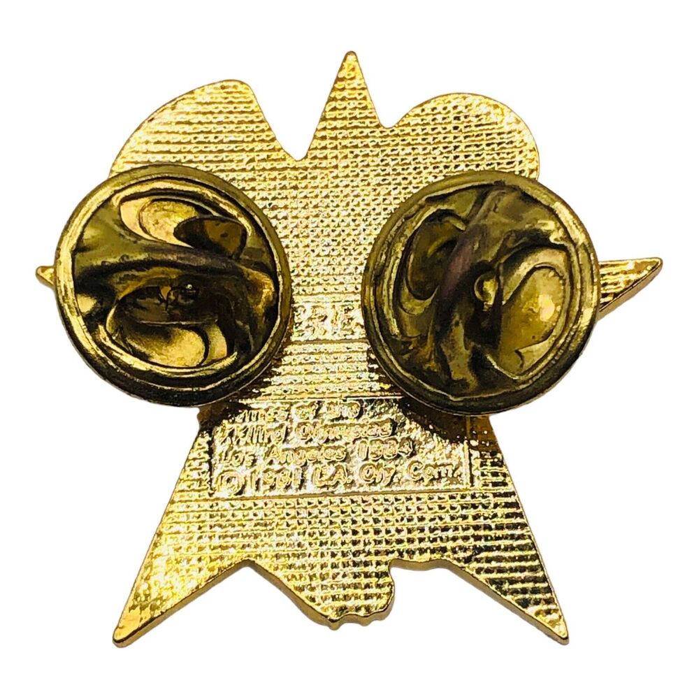 Olympic Memorabilia LA 1984 Sam The Eagle Basketball Star Vintage Hat Lapel Pin - Picture 3 of 6